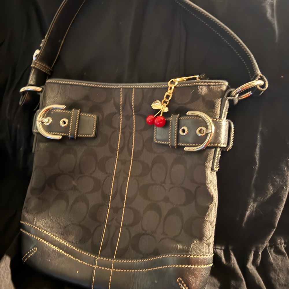 Coach Black Crossbody Bag with Cherry Charm
